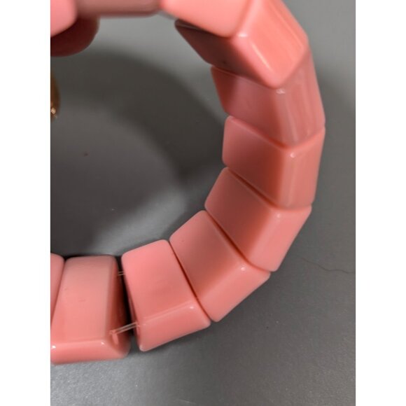 Plunder Pink Acrylic Chunky Bead Stretch Bracelet Boho Coastal Beach 7 in - Picture 7 of 8